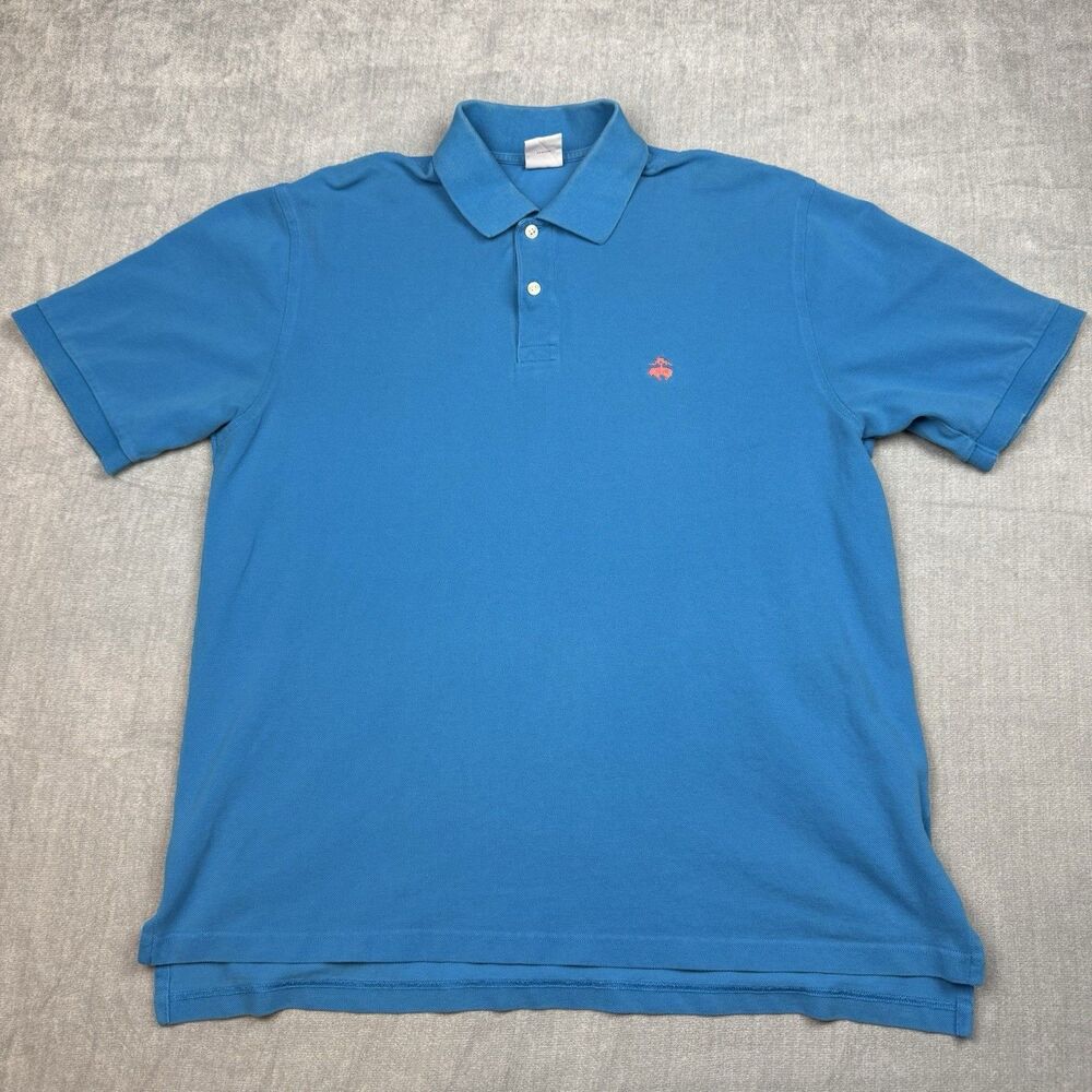 Brooks Brothers Polo Shirt Mens Large Blue Cotton Short Sleeve Casual